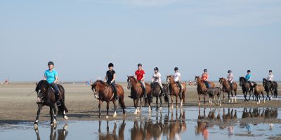 Reitgruppe am Strand